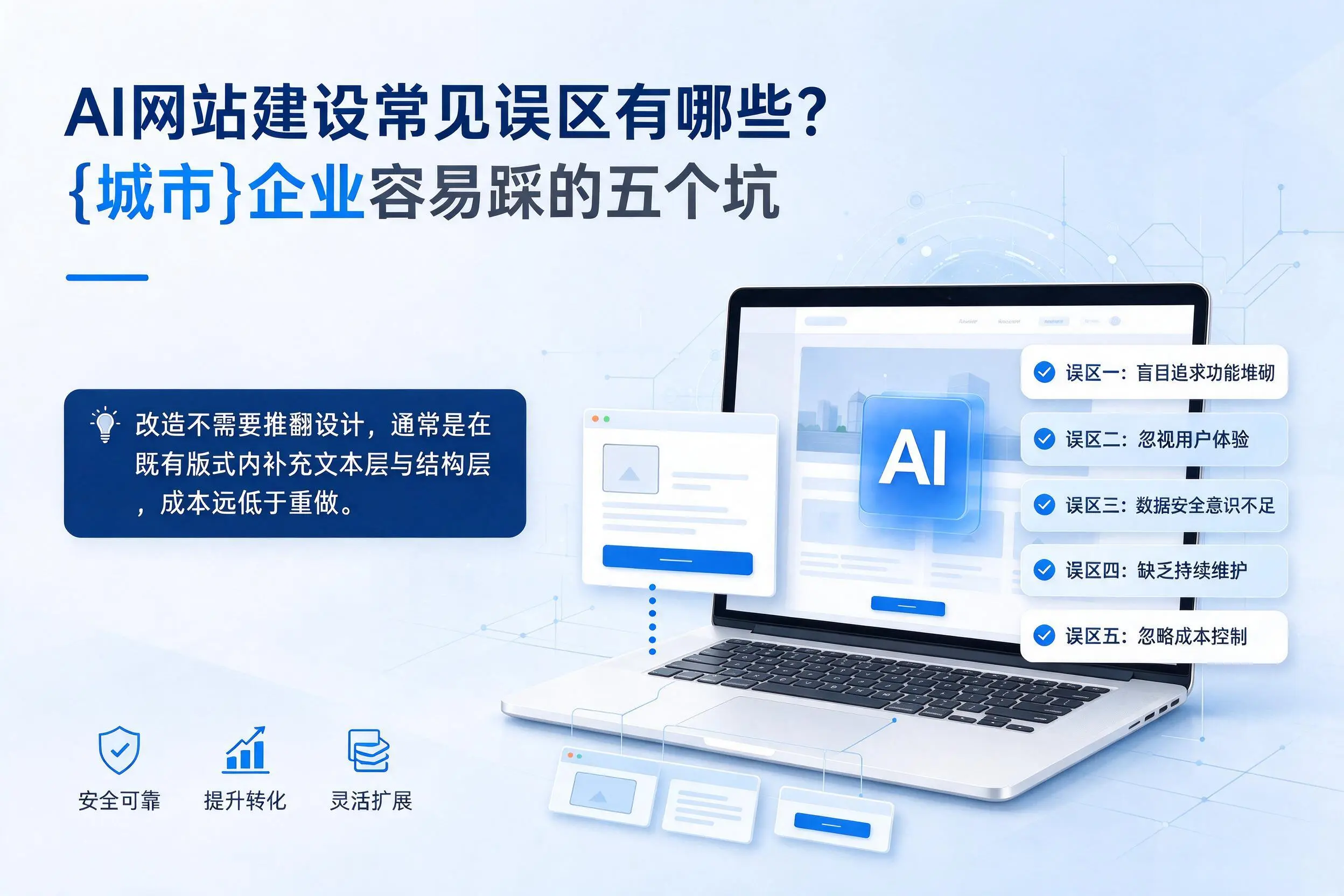 AI网站建设常见误区有哪些？昌都企业容易踩的五个坑