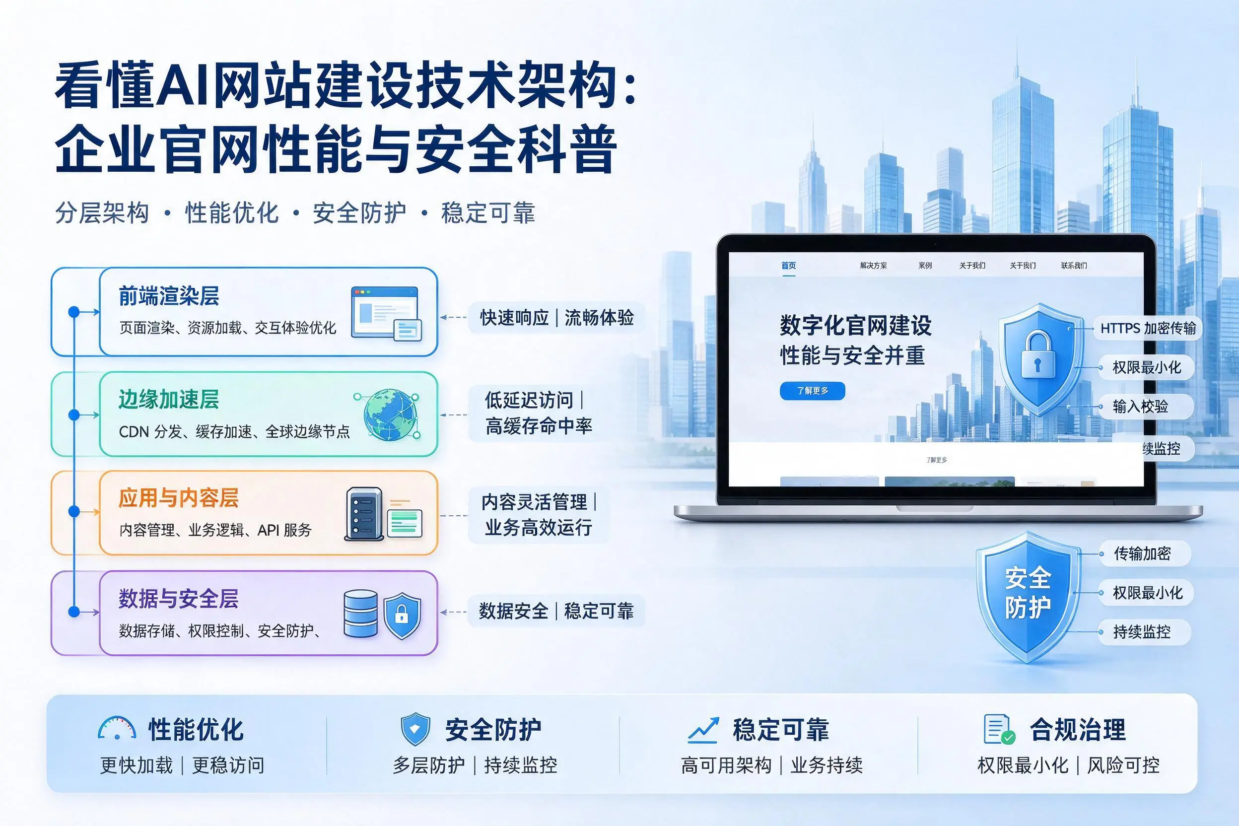看懂AI网站建设技术架构：昌都企业官网性能与安全科普